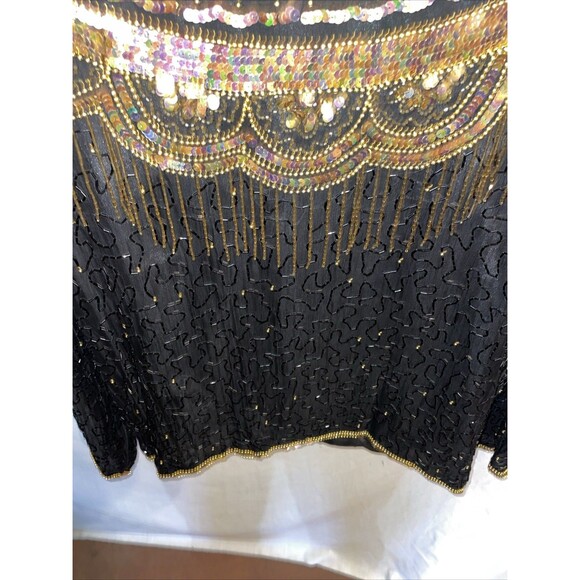 Jean For Joseph Le Bon Women’s Dressy Jacket Size XL Black Gold Beaded Sequined - Picture 12 of 12